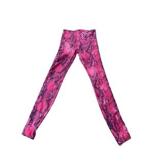 LORNA JANE Red & Black  Leggings Vibrant Tie-Dye Design SIZE S
